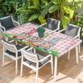 thumbnail image 2 of Easter Bunny Gnomes Table Cloths for 6 Foot Rectangle Tables, Spring Easter Eggs Floral Pink Plaid Patio Waterproof Elastic Fitted Tablecloths, Washable Rectangular Table Cover for Camping, 2 of 8