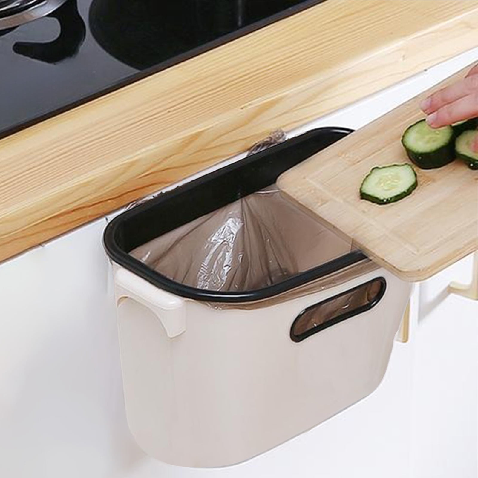Srutueo Poubelle Verte Avec Couvercle – Corbeille à Déchets En Plastique à Suspendre Pour Salle De Bain/bureau, Poubelle à Compost Pour Cuisine, Petite Poubelle Pour Chambre à Coucher – 2 L