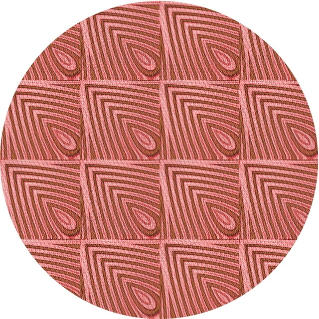 Ahgly Company Tapis Rond Lavable en Machine Intérieur Transitionnel Rouge Lave, 6 Pieds Rond