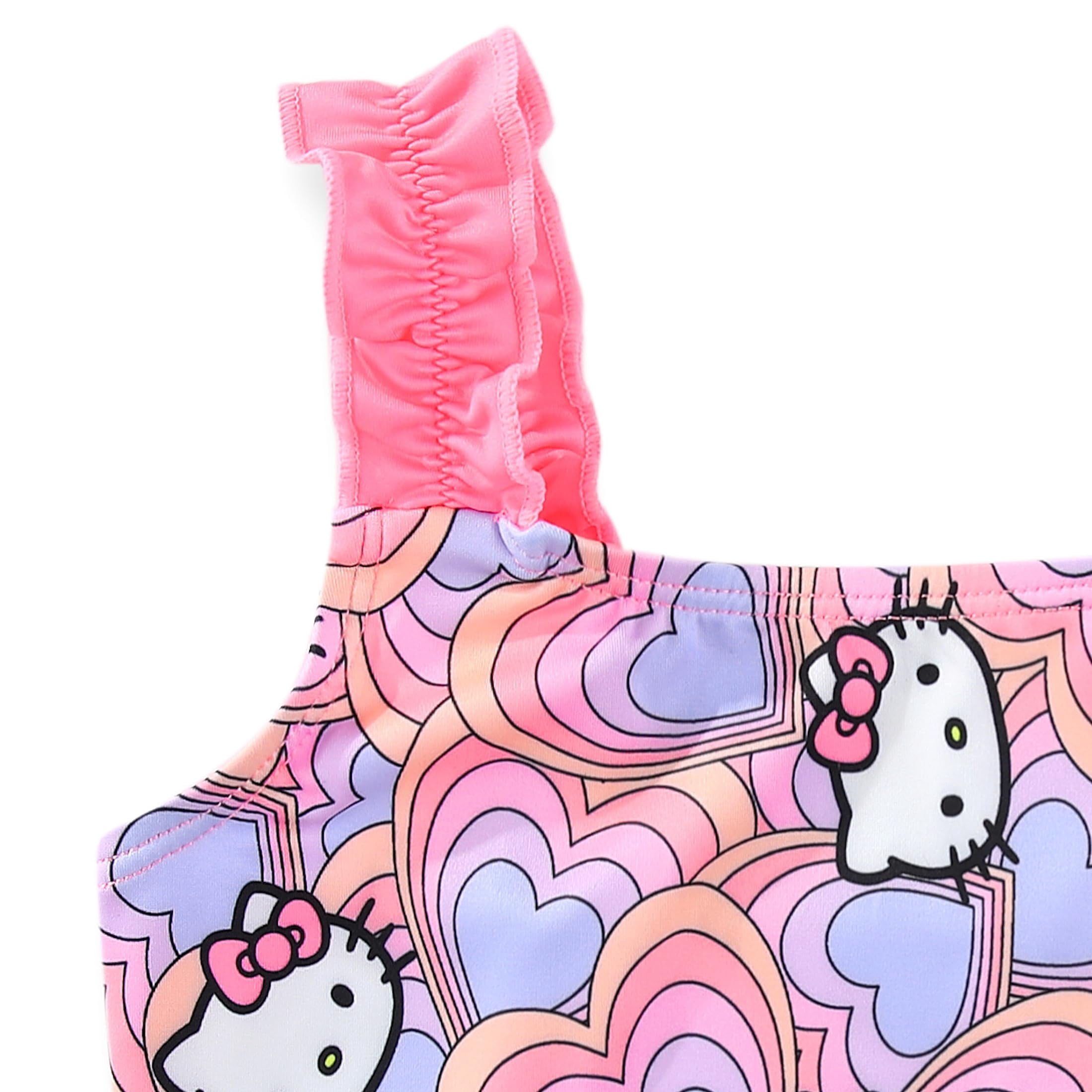 Hello Kitty Sanrio UPF 50+ Bathing Suit Tankini and Bikini Bottom Swimsuit Set (Girls), Sizes 4-6X