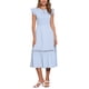 thumbnail image 2 of Vestido Midi Boho Chic de Verano para Mujer con Mangas de Volante, Encaje, Fruncido y Volantes, Fluido, Playa, Talla XS, Azul, 2 of 6