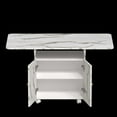thumbnail image 3 of UBesGoo 47" Wooden Folding Dining Table with Storage Shelves and Cabinets, Removable Entryway Table with 6 Wheels, White Marble Kitchen Island, Side Table and Coffee Table, Space Saving, 3 of 14