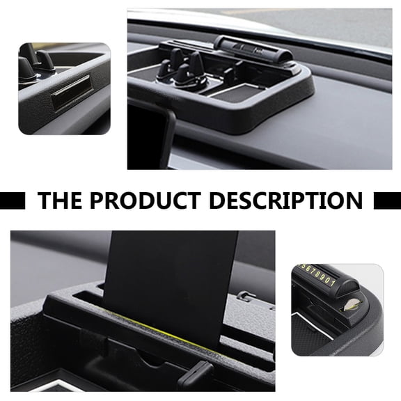 OUNONA Black Auto Dashboard Organizer with Phone Holder and Multifunctional Storage Box for Car Accessories