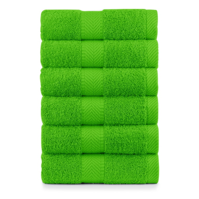 Premium Cotton Hand Towels Plush Feather Touch Quick Dry Hand and Kitchen Eco Friendly Towel 100% Cotton Loop Terry, Lime, Set of 6, Size: Hand Towel