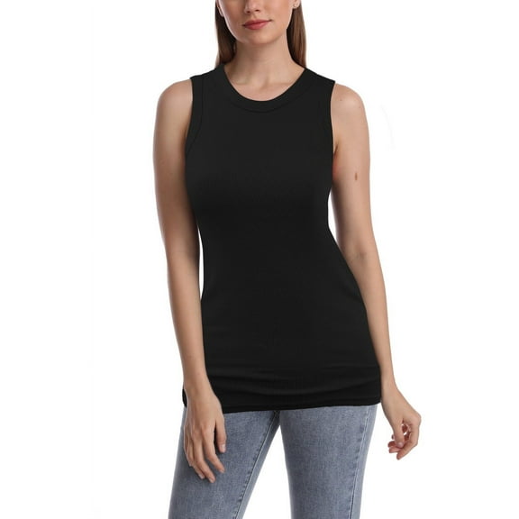 SUMONA Women Tank Tops Round Neck Sleeveless Basic Ribbed Summer Cami Top Casual Shirt
