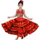 thumbnail image 1 of Falda flamenca española para niñas, disfraz de bailarina del vientre gitana, rojo, 360 grados, 140-150CM, 1 of 5
