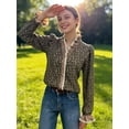 thumbnail image 7 of Women'S Retro Leopard Print Ruffle Neck Long Sleeve Top - Elegant Blouse With Puffed Sleeve Edges, All-Season Party & Everyday Shirt, Classic Fit Animal Print Women'S Fashion Top, 7 of 7
