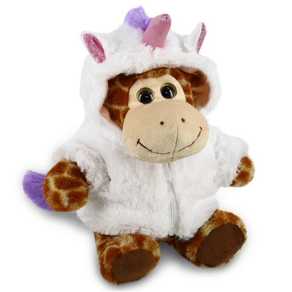 DolliBu Sitting Giraffe Unicorn Plush Stuffed Animal Toy - Super Soft Giraffecorn Dress Up with Removable Plush Unicorn Outfit, Cute Fantasy Wildlife Gift - 9 Inch