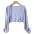 thumbnail image 2 of AGWOLF Women's Short Cardigan Bolero Shrug Sheer Tie Front Top Sun Protection Long Sleeve Jacket for Dress Purple Free Size, 2 of 6
