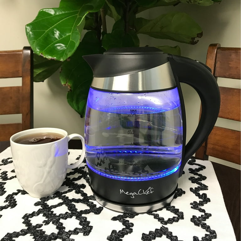 MegaChef 1.8Lt. Glass Body and Stainless Steel Electric Tea Kettle