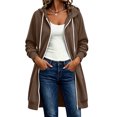 thumbnail image 4 of Meichang Women's Zip Up Hoodies Oversized Long Sleeve Long Tunic Sweatshirts Fleece Casual Soft Fall Jacket Coat with Pockets Brown XXL, 4 of 8