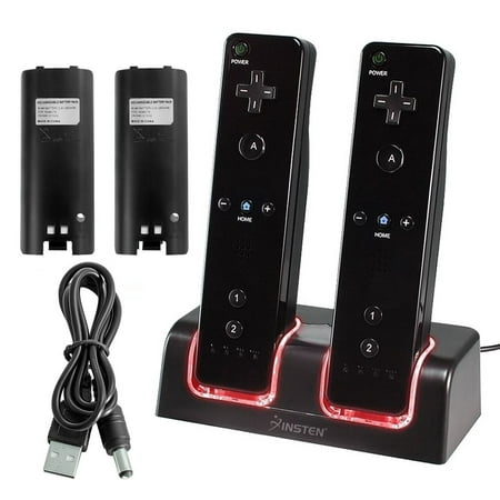 Nintendo Wii Docking Station, Wii Remote Dock by Insten Dual Remote Controller Docking Station Cradle with 2-pack Rechargeable Batteries For Nintendo Wii / Wii U -