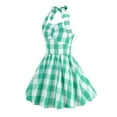 thumbnail image 3 of Zhuashum Girls Dresses 4-5 Years Summer Sleeveless Plaid Prints Dress Crewneck Lovely Sundress Sweet Daily Wears Green, 3 of 6