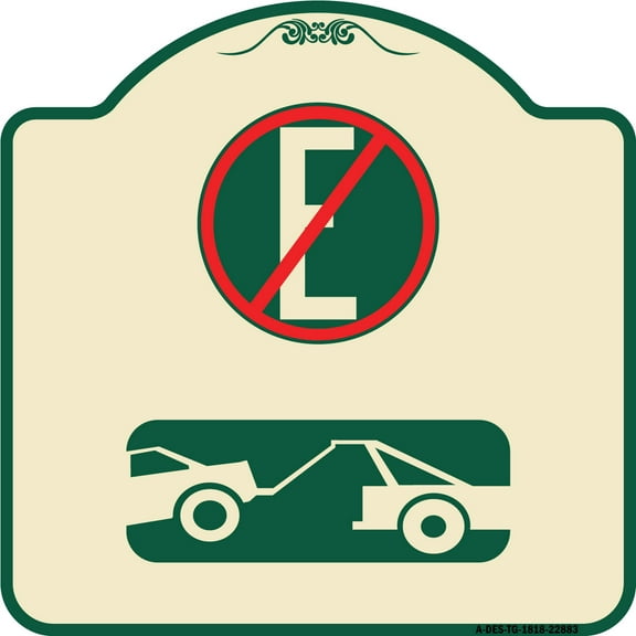 SignMission Designer Series Sign - Spanish Parking Control Sign No Estacionar (No Parking) (With Symbol) | Tan & Green 18" X 18" Heavy-Gauge Aluminum Architectural Sign | Made in the