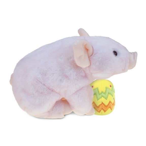 DolliBu Super Soft Squat Piggy with Yellow Easter Egg Plush - Perfect Piggy Stuffed Animals for Easter Basket, Cute Easter Egg Stuffed Animal Spring Toys for Girls, Boys, and Babies - 7 Inches