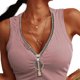 thumbnail image 2 of Camiseta sin mangas de punto acanalado con cuello en V para mujer, camiseta informal con cremallera frontal, camiseta sin mangas, Top ajustado de verano, 2 of 5