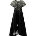 thumbnail image 4 of Woman Wedding Guest Dress with Sleeves,Mother of The Bride Dresses for Wedding Cap Sleeves Lace Appliques High Low Chiffon O Neck Formal Evening Dresses Plus Size, 4 of 5