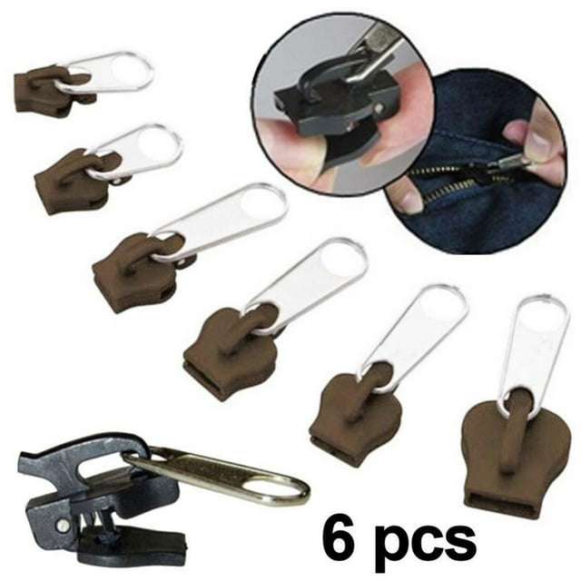 Replacement 6Pcs Zip Slider Repair Kit Replacement Zipper Pull Kit for Bags Jackets Luggage Backpacks