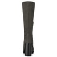 thumbnail image 2 of BLISSFUL STEP Women's Mid-calf Round Toe Block Heel Boots Gray 7, 2 of 7