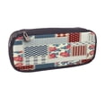 thumbnail image 2 of Lsque Patchwork In Country Style Printed Big Capacity PU Leather Pencil Case Large Pencil Pouch Stationery Pen Bag Pencil Holder for Teen, 2 of 6
