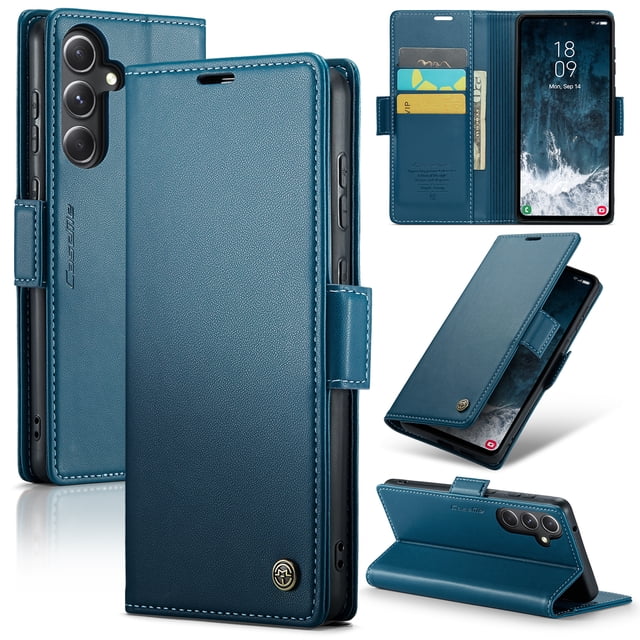 CaseMe Funda de Cuero para Samsung Galaxy S23 FE con Bloqueo RFID, para Samsung Galaxy S23 FE Funda para Mujer y Hombre, Tarjetero con Cierre Magnético, Funda Tipo Folio para Samsung Galaxy S23 FE
