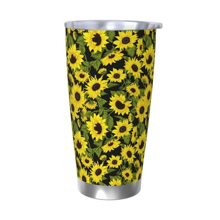 

Logiee Sunflowers In Vintage Print 20OZ Car Cup with Lid Stainless Steel Vacuum Insulated Double Wall Travel Tumbler Durable Insulated Coffee Mug Thermal Cup with Straw-Without Straw