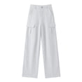 thumbnail image 5 of TEAJOPSUU Women's 2 Piece Linen Cotton Outfits Sets V Neck Button Vintage Vests Cargo Wide Leg Palazzo Pants with Pockets Matching Solid Sets White, 5 of 9