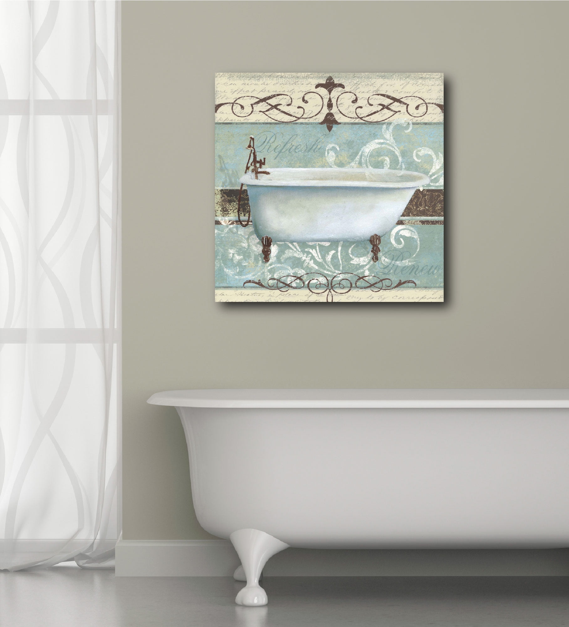 Bath Blue I Gallery-Wrapped Canvas Wall Art, 16x16
