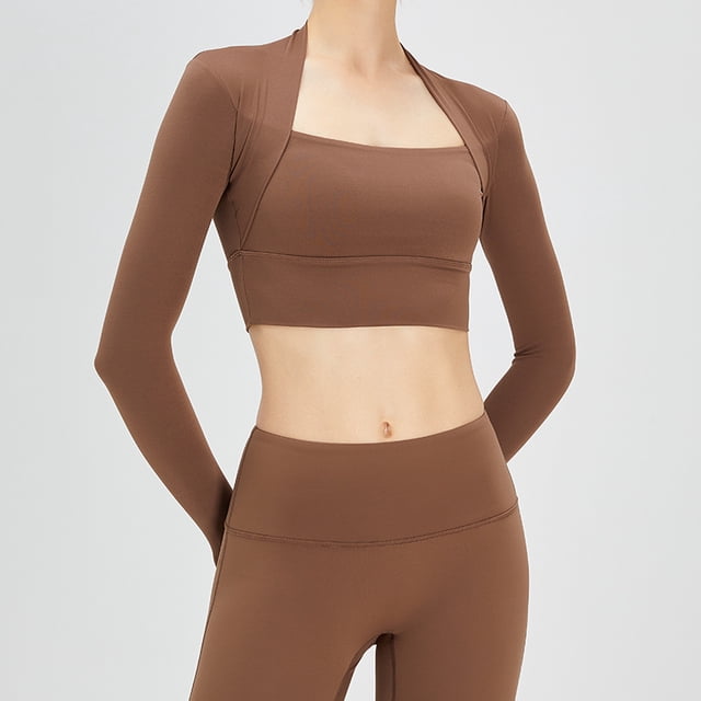 Tops de entrenamiento para mujer, camisas de manga larga, Top corto de gimnasio, camiseta de compresión de yoga atlética con orificio para el pulgar
