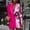 Pink, variant on Womens Sequin Button Down Blazer Dress Colorblocking Long Sleeve Slim Fit Blouse Top Mini Dress for Business Work Club Black M