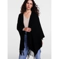 thumbnail image 3 of Scenario Women's Fringe Ruana, Mid-weight, Black Soot, 3 of 4
