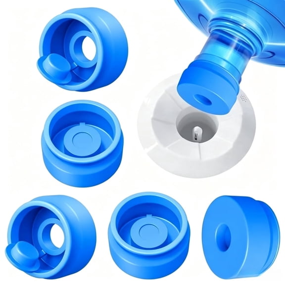 5 pack Gallon Water Jug Cap， Silicone Reusable Replacement Cap, Non Spill Bottle Caps for 55mm Bottle Water Dispenser Caps