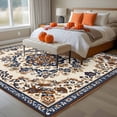 thumbnail image 4 of Vintage Flowers Pattern Washable Area Rug 6 x 9 ft Brown Blue Classical Bohemian , Soft Non Slip Rugs Stain Repellent Indoor Felt Carpet for Living Dining Room Bedroom Home Office, 4 of 9