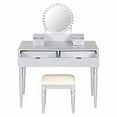 thumbnail image 5 of Luxury Vanity Desk with Round Mirror, Height-Adjustable Dressing Table Set, 4 Drawers & Stool, Compact Makeup Desk for Bedroom, Silver, 5 of 8