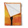 thumbnail image 2 of African Soft Flannel Fleece Throw Blanket, Rural Countryside Landscape Mother and Child at Sunset Tree Print, Cozy Plush for Indoor and Outdoor Use, 50" x 70", Scarlet Yellow and Black, by Ambesonne, 2 of 5