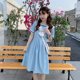 thumbnail image 3 of Vestido De Manga Corta Con Lazo Académico Coreano Cuello Azul Marino Novias Falda De Una Línea, 3 of 4