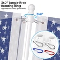thumbnail image 4 of FIASON 6 FT White Flag Pole Kit with Solar Light & 3x5Ft US Flag, Tangle-Free Rotating Rings, Adjustable Bracket, Heavy Duty Stainless Steel for Outside House Porch, 4 of 10