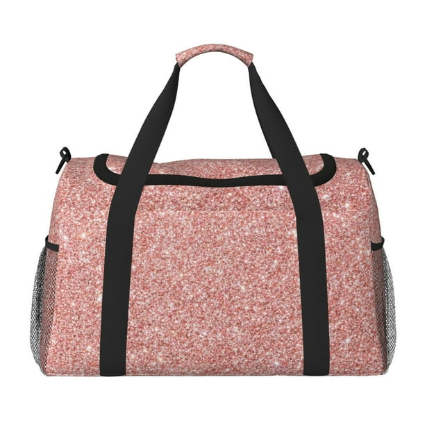 Disketp Rose Gold Glitter Bolsa de Viaje Tipo Duffle, Bolso de Mano para Fin de Semana para Mujer, Bolsa de Gimnasio Ligera para Hombre, Esencial para Viajes