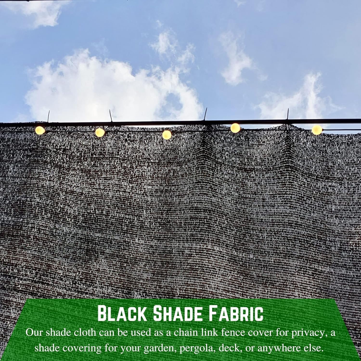 Farm Plastic Supply - Black Shade Sail Hemmed and with Grommets - 80% - Mesh Fabric for Patio Shade, Garden Shade Sail, Sun Shade, Shade Canopy, Garden Sun Block, Wind Screen, Shade Cloth (6' x 25')