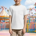 thumbnail image 2 of Cotton T Shirts for Boys Girls Summer Crewneck Short Sleeve Tees Chest Pocket Cozy Base Tops Plain Tshirts (5 Years, White), 2 of 7