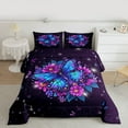 thumbnail image 2 of jejeloiu Butterfly Print Bedding Comforter Set,Retro Rustic Floral Twin Comforter Sets,Pink Purple Blue Bedding Set For Girl,Microfiber Bedroom Decor Reversible,2pcs, 2 of 8