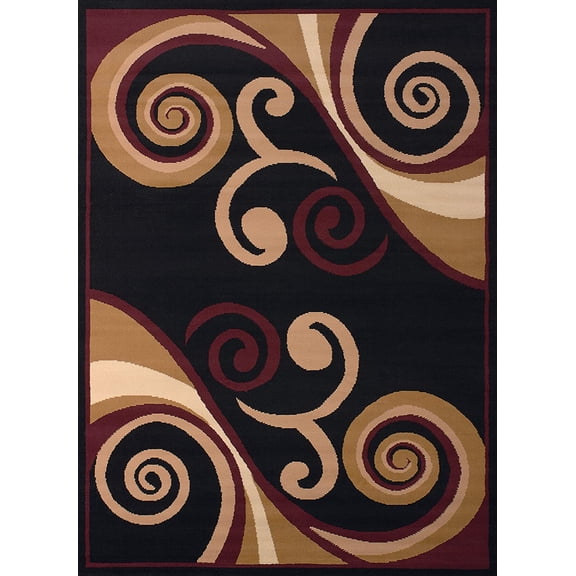 Billow Rug - Burgundy, 2x8 Runner, Modern Jute Indoor Area Rug with Scrollwork Pattern