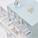 thumbnail image 3 of Desktop Drawer Organizer Waterproof Dustproof Plastic DIY Combination Multi Layer Stackable Drawer Storage Case Striped Blue 3 Drawers, 3 of 5