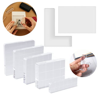 Acrylic Stamp Block Set For Crafts, 5 Sizes (Clear, 5 Pack)