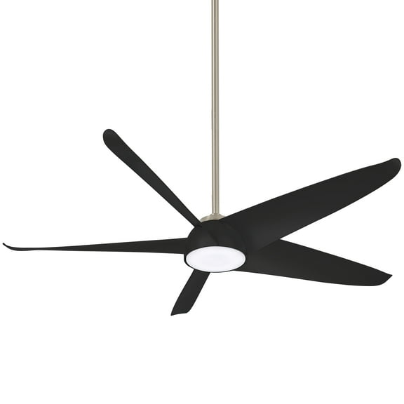 60 Inch Ceiling Fan With Light Kit-Brushed Nickel/Coal Finish-Coal Blade Color Minka Aire Fans F771l-Bn/Cl