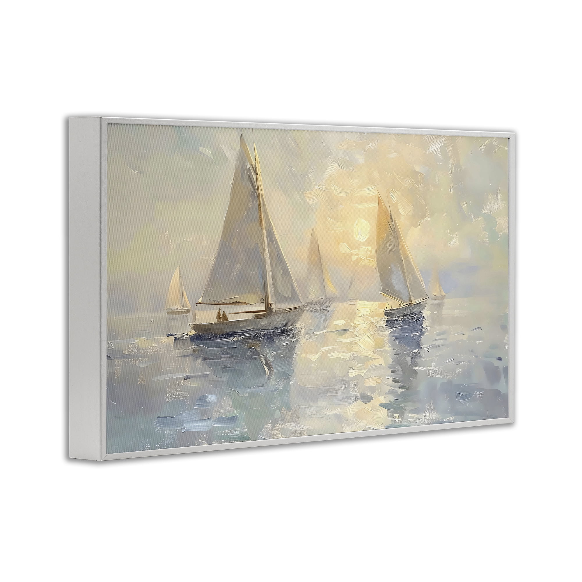 Stupell Industries Sunset Sailboats Glow White Framed Giclee Art, design by Creative Studio