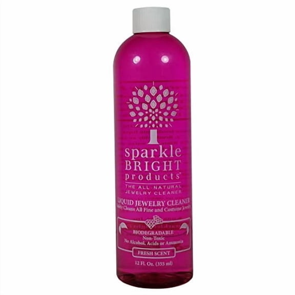 Sparkle Bright All-Natural Jewelry Cleaner Solution - 12oz. | Jewelry Cleaning for Ultrasonic, Diamonds, Fine, Costume, Designer, Fashion Jewelry