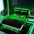 thumbnail image 2 of meiyoeat Neon Green Smoke Gaming Full Size Sheets for Boys Teens, Video Game Gamer Bed Sheets, Black Green, 4pcs, 1 Flat Sheet, 1 Fitted Sheet and 2 Pillowcases, 2 of 6