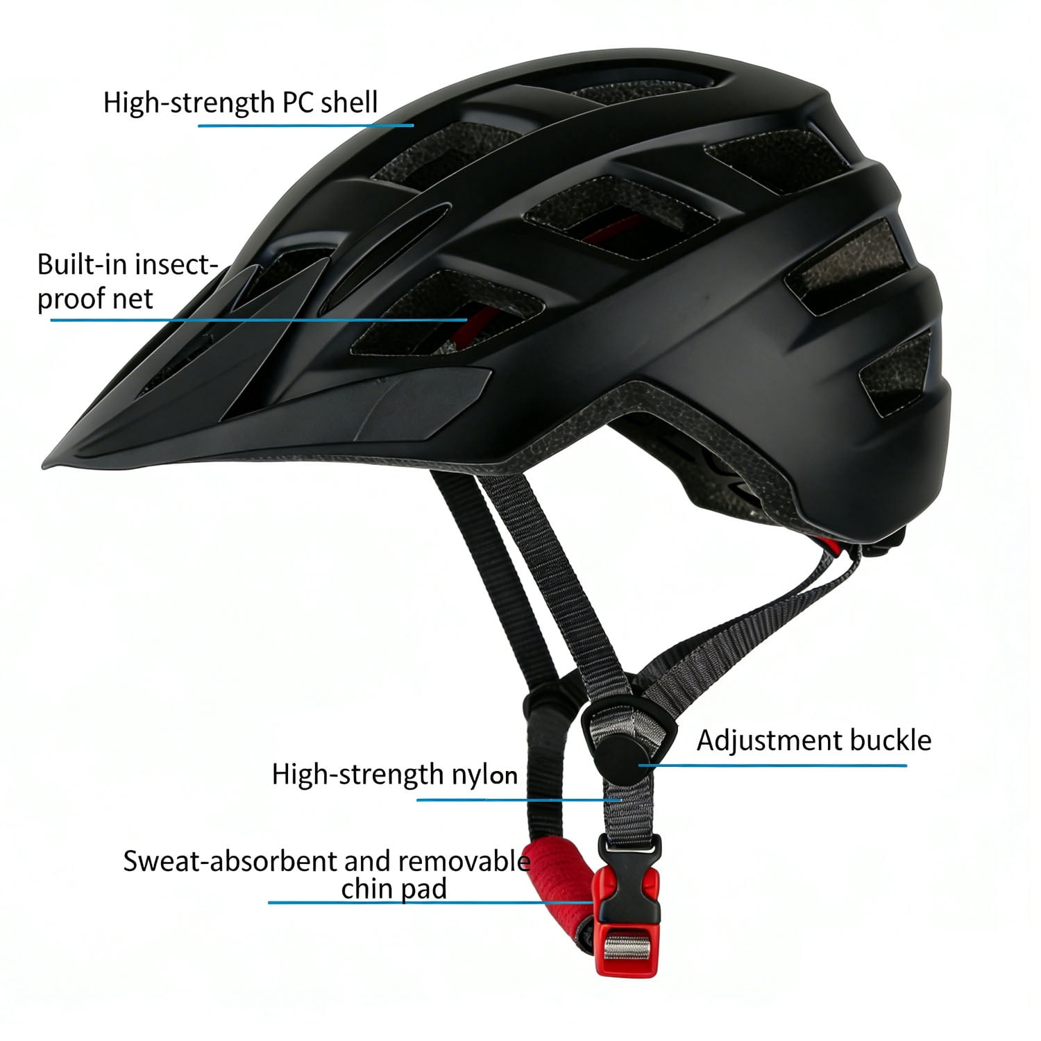 Mirov Adult bicycle helmet, unisex for teens, cycling helmet with visor, suitable for skateboarding, mountain biking, and scootering (Size L)