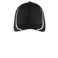 thumbnail image 3 of Sport Tek Adult Unisex Regular Colorblock Cap Black/White Large/X-Large, 3 of 3